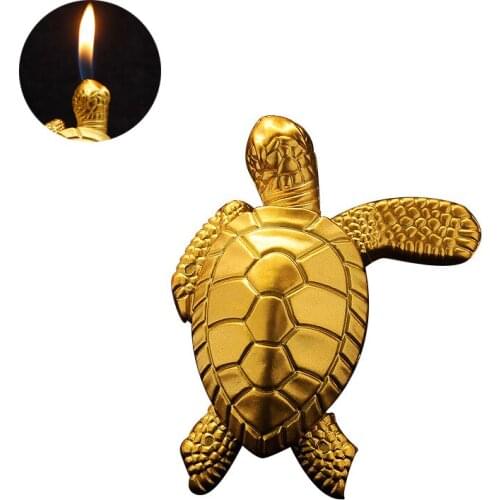 Batune Gas Lighter Refillable Golden Tortoise-shaped Lighter Collectible Cigarette lighter