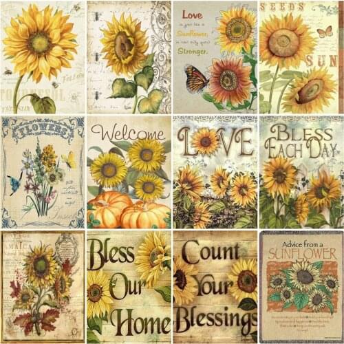 HUACAN Painting By Numbers Sunflower Acrylic On Canvas Unique Gift Picture By Numbers Flower For Living Room