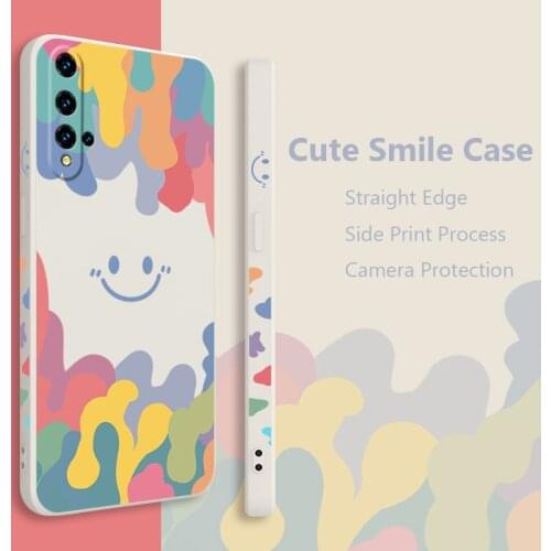 Cute Smile Pattern Soft Shell Phone Case On For Huawei Honor 20 Nova 5T Straight Edge Silicone Cover Capa Camera Protection