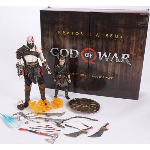 NECA Classic Game Ultimate God of War Action Figure Kratos Atreus Ghost of Sparta with Axe Sword Shield Bow and Arrow Model Toys