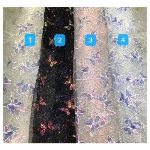 New girls butterfly bead embroidered lace fabric connecting bead butterfly mesh embroidered skirt fabric