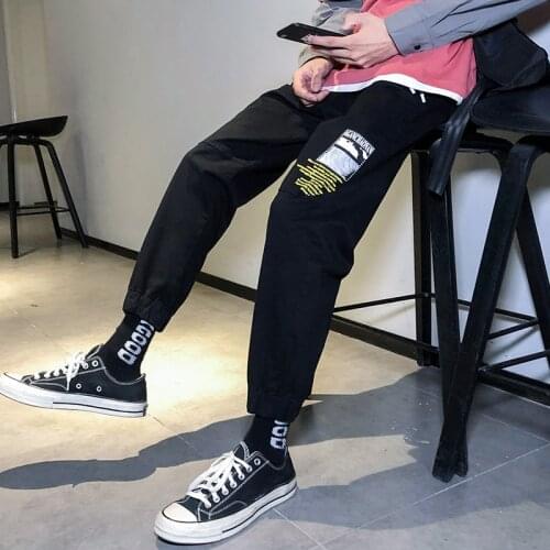 New Youth Student Trend Versatile Overalls Korean MenS Summer Thin Casual Loose Cotton 9-Point Sweatpants Trousers Boy