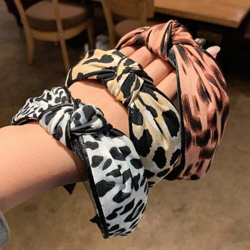 New Women Elegant Leopard Top Knot Big Bow Wide Hairbands Sweet Headband Hair Ornament Hair Hoops Lady Fashion Hair Accessories