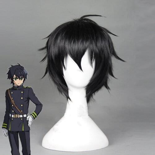 Anime Seraph of the End Yuichiro Hyakuya Wig Cosplay Costume Owari no Seraph Black Short Men Heat Resistant Synthetic Hair Wigs