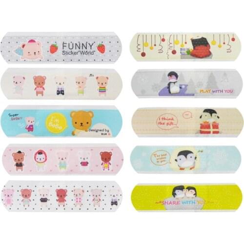 100Pcs Adhesive Bandages Outdoor Waterproof Breathable First Aid Emergency Kit Cute Cartoon Band-Aid Hemostasis For Kids Baby