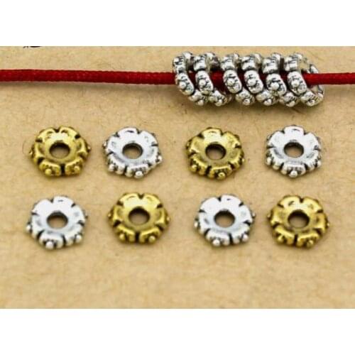 100pcs/Lot 6mm Hollow Flower Metal Filigree Loose Spacer Bead Caps Cone End Filigree For Diy Jewelry Finding Making Supplies