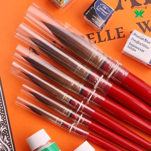 Da Vinci V66 watercolor brush wild mink classical watercolor pen red fat watercolor pen professional painting round head mop pen