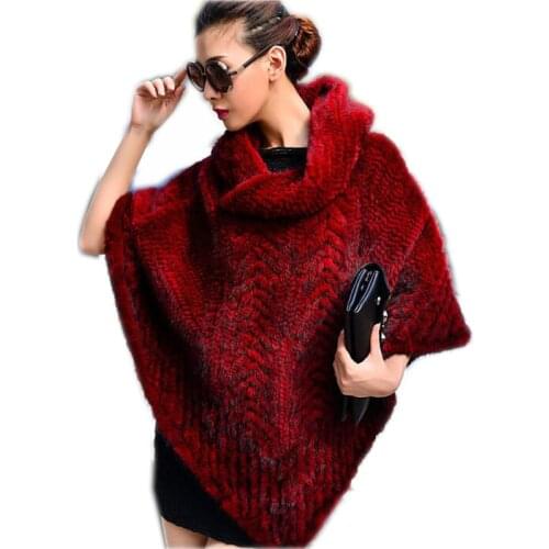 Real mink fur shawl Big size loose poncho coat autumn and winter female mink fur knitted fur shawl piled collar otter shawl