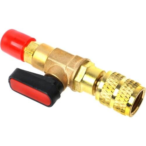 1/4" Male to 1/4" Female SAE Straight Ball Valve AC Charging For R22 Refrigerant