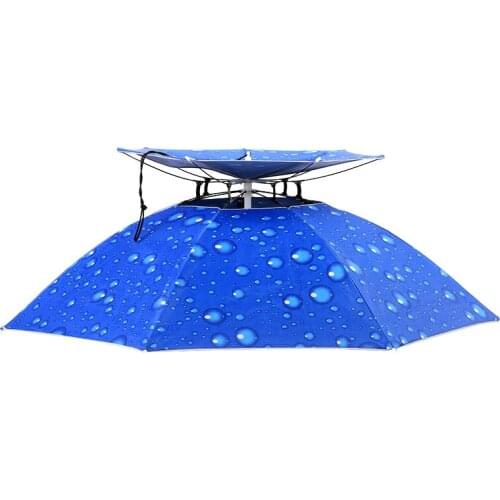 Outdoor Head-mounted Umbrella Double Layer Anti-uv Umbrella Cap Sketching Windproof Umbrellas Hat for Fishing Photography 77cm