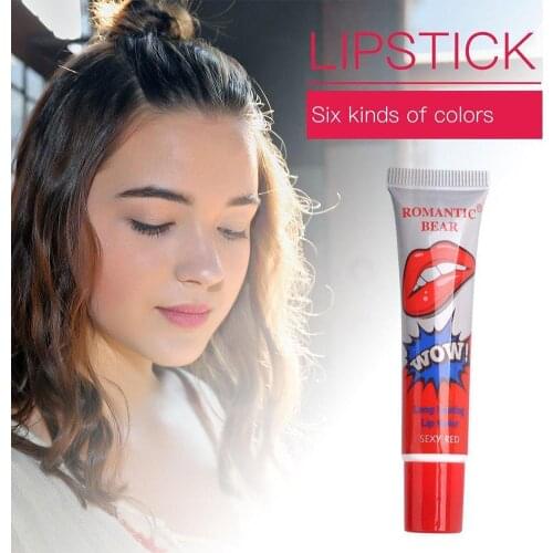 6 Colors Moisturizing Lips Red Lip Gloss Waterproof Lip Off Lasting Stick Liquid Long Tint Lip Lipstick Makeup Gloss Tear R1S3