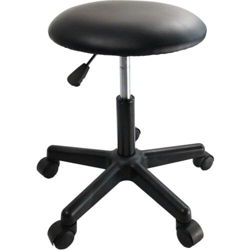KKTONER PU Leather Round Rolling Stool Height Adjustable Swivel Drafting Work SPA Medical Salon Stools Chair with Wheels (Black)
