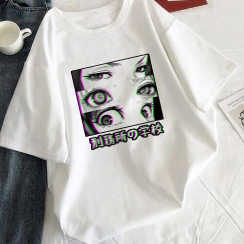 Womens T-shirt tearful girl T-shirt white casual Harajuku T-shirt graphics T-shirt tee black manga anime T-shirt female