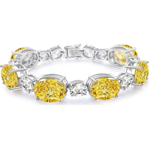 2021 Top Sale Jewelry 30.0ct/6p Simulated Diamond Gems Stone 925 Sterling Silver Bracelet For Women