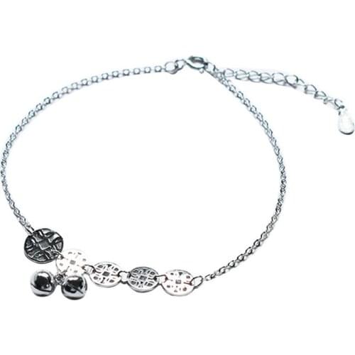 OneQuarter Ethnic Wind Bell Ankle Foot Chain S925 Sterling Silver Women Personality Ankles Temperament Leg Bracelet Jewelry