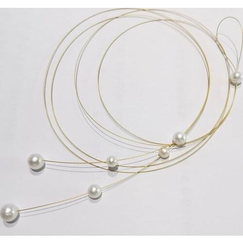 Hot Selling 14K Roll Gold Jewelry Freshwater Pearl Wire Threader Womens Necklace ForEngagement Anniversary Party Gift