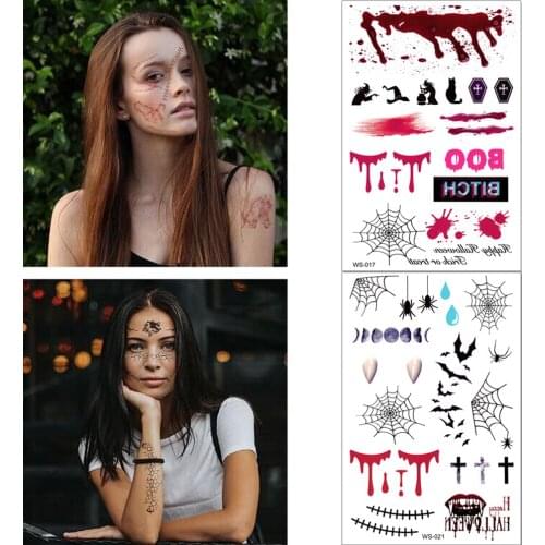 1Pc Halloween Stickers Face Temporary Tattoo Sticker for Face Neck Hand Body Art Sword Tattoo Black Face Tattoo Sticker