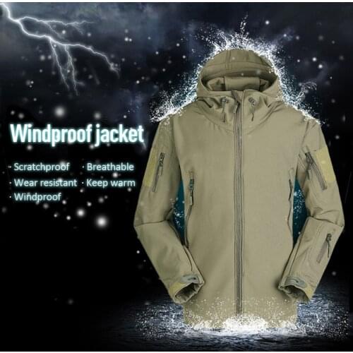 1PC Waterproof Outdoor Soft ShellJacket Hunting Windbreaker Sports Hooded Coat Hiking Ski/Camping/Fishing Tactical Clothing