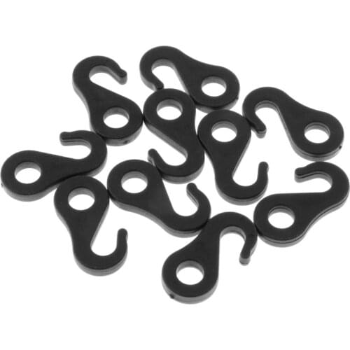 10Pcs/set Plastic Fasten Hook Carabiner for Tent Awning Tie Rope Bungee Cord End S Inner Tent Hook with Hole Repair Accessory