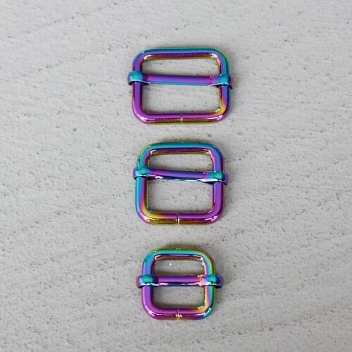 100 Pcs 15/20/25mm Colourful Metal Slider Adjustment Slides Tri-glides Roller Pin Buckles Handbag Strap Slider Adjuster Belt