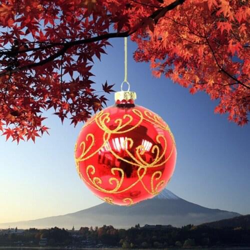 12pcs/pack Glossy Red Glass Globe Christmas Day Home Decoration Party Supplies Tree Hanging Ball Pendant Handmade Festival Gift