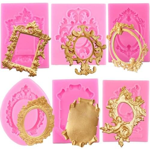 3D Craft Frame Cake Border Silicone Molds Fondant Chocolate Mold DIY Wedding Cake Decorating Tools Polymer Clay Candy Moulds