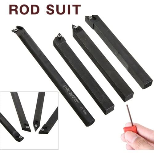 4pcs 10mm Shank Lathe Boring Bar Turning Tool Holder Right & Left Hand with 4pcs L Wrenches Set Mayitr