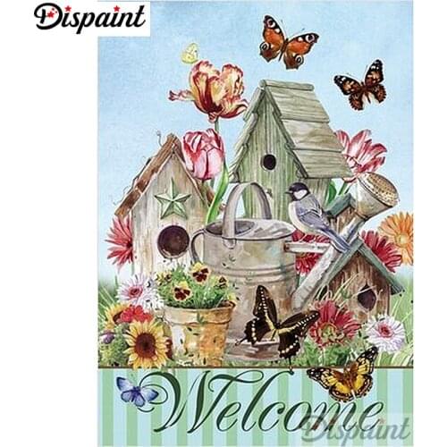 Dispaint 5D Diamond Painting Full Drill Diamond Embroidery "Flower butterfly" Picture Of Rhinestone Handmade Home Decor A12878