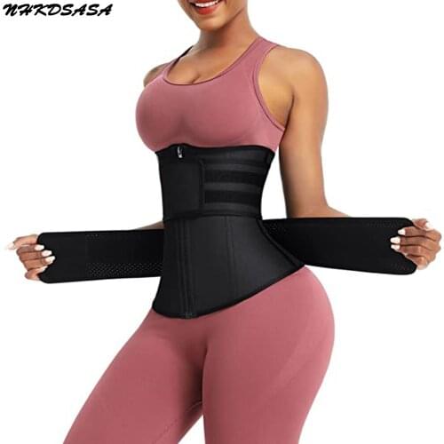 NHKDSASA Body Shapewear Women Waist Trainer Workout Waist Cincher Plus Size Slimming Underwear For Weight Loss Double Belts