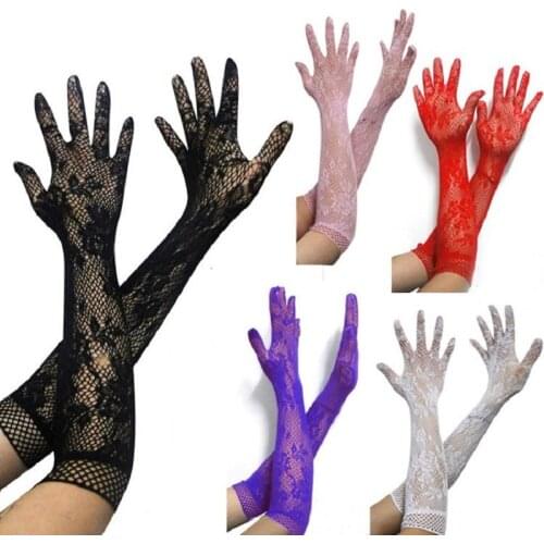 Long Floral Lace Gloves Party Lace Evening Gloves Vintage Elbow Length Lace Gloves for Prom Wedding Parties ST301