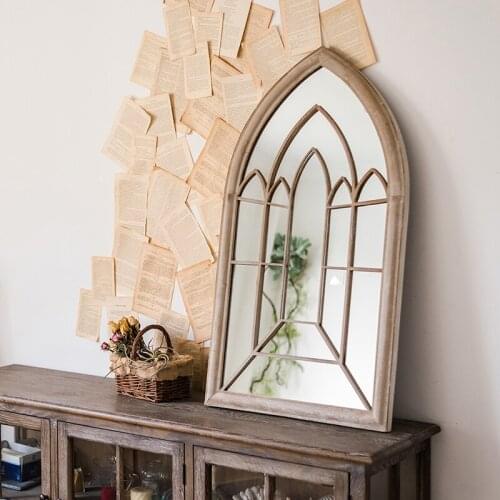 French Retro Art Decorative Mirror Iron Wall Hanging Mirror Full-Length Mirror European Floor Makeup Mirror