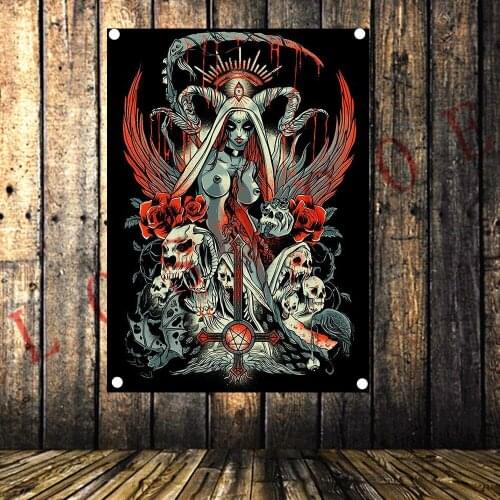 Grim Reaper HD Retro Rock and Roll Band Flag Heavy Metal Tattoo Banners Music Studio Bedroom Background Wall Decoration