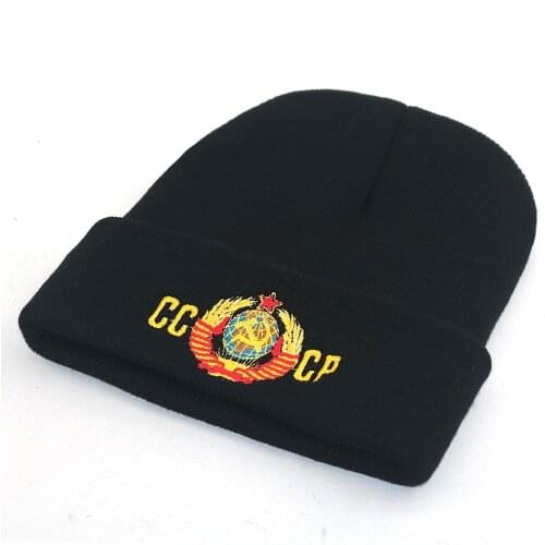 Cotton embroidery Russia hat CCCP USSR knitted hats for Autumn Winter flexible soft warm ski beanie cap hip hop beanies unisex