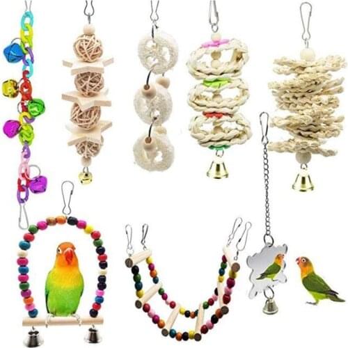LHXMAS PET TOYS 8PCS Set Combination parrot toys Bird supplies Parrot bite toy bird Toys