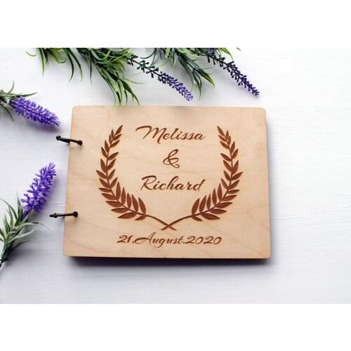 Personalised name and date with Olive Wreath Guest Book Custom Scrap Book Unique Custom Guest book