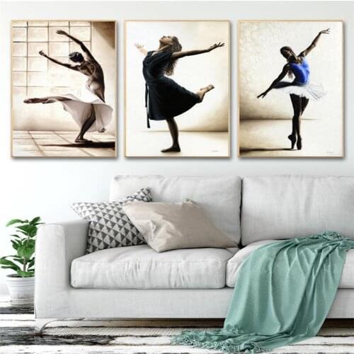 Ballet Dance Girl Picture Home Decor Nordic Canvas Art Painting Wall Art Print Drawing Posters Decor Pating for Girls Bedroom