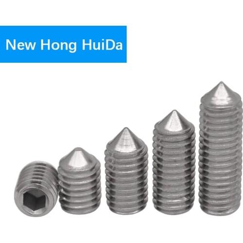 M2 M2.5 M3 M4 M5 M6 M8 M10 M12 Hex Socket Head Cap Set Grub Screw Metric Thread Allen Cone Point Bolt 304Stainless Steel