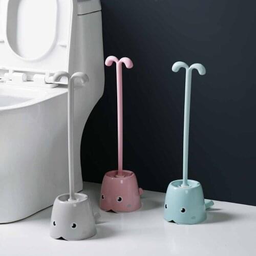 OTHERHOUSE Lovely Toilet Brush Set Toilet Cleaning Brush With Holder Whale Shape Scrubber Home Cleaning Tools
