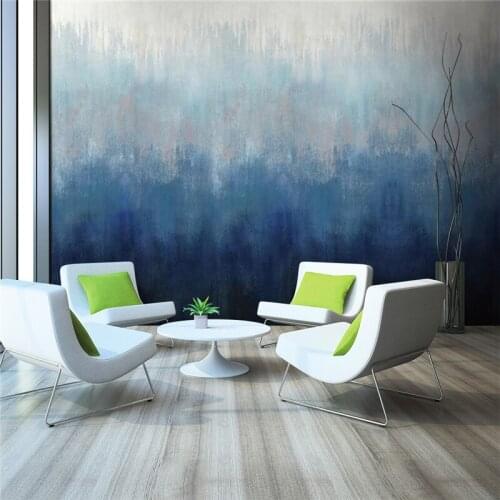 Custom Mural Wallpaper Hand Drawn Abstract Doodle Blue Pastoral Background Wall Painting