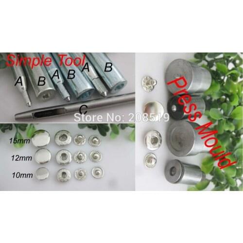 NBNVAW (4 part=1 set) Wholesale 60 sets 10mm/12mm/15mm Iron/Copper Snap Buttons Jeans Button Garment accessories