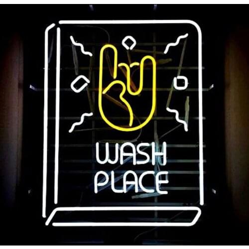 Neon Sign Wash Place Neon light Shop Neon Wall Sign Display Window Advertise Lamp Decorate Home color Handmade Real glass TUBE