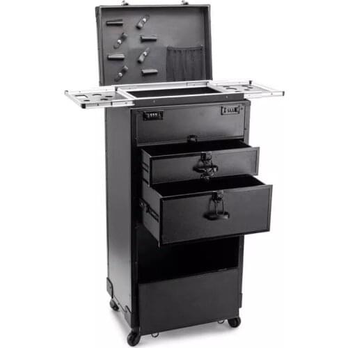 New upgraded large capacity trolley cosmetic case on wheels,Women Nails Makeup Toolbox,Girls Beauty Box Rolling Luggage Suitcase