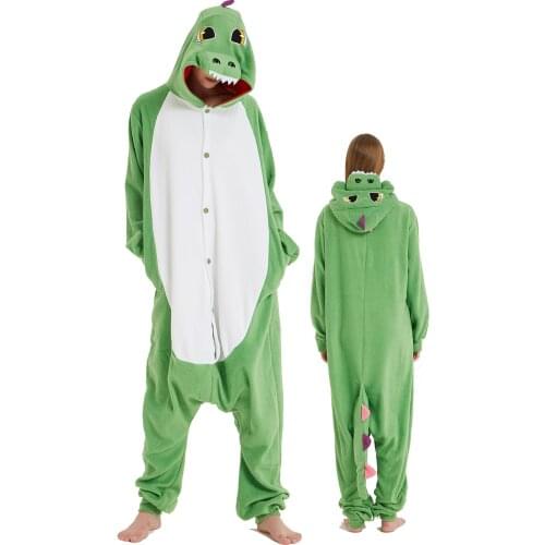 Adult Pajamas Dinosaur Onesie for Women Men Green Pyjamas Animal Cosplay Costume Sleepwear Kigurumi Anime Halloween Onesieshow