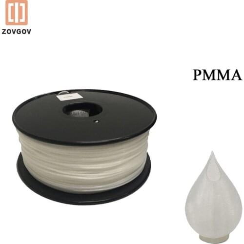 PMMA Filament ZOVGOV 3d Printer 1.75MM 1KG Printing Consumable Acrylic Material White Pure High Optical Transparency FDM