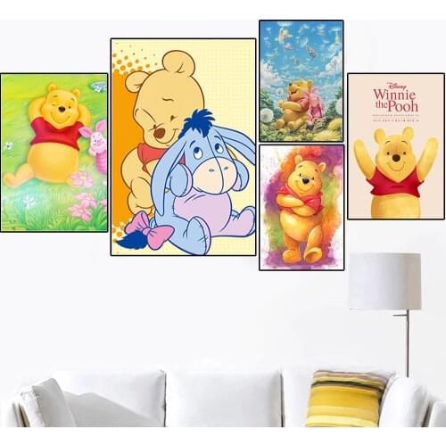 Disney Cartoon Winnie The Pooh Canvas Painting Posters and Prints Pictures Wall Art For Baby Girls Room Home Decoration