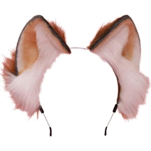 Women Animal Ears Headdress Plush Furry Lolita Headband Anime for Halloween Christmas Handmade Cosplay Accessories
