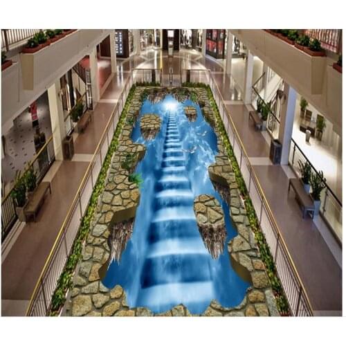 Aisle hall ladder self-adhesive 3D floor wallpapers PVC waterproof floor Home Decoration 3d floor wallpapers