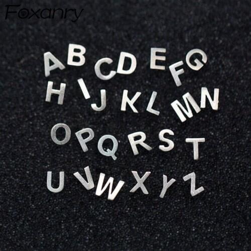 Foxanry Prevent Allergy 925 Sterling Silver Stud Earrings New Trendy Simple Sweet 26 English Letters Party Jewelry Birthday Gift