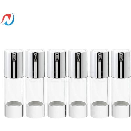 SHEENIRS 6pcs 1 Oz 30ml Empty Sterile Airless Pump Bottle Travel Airless Lotion Dispenser Containers for Makeup Foundations