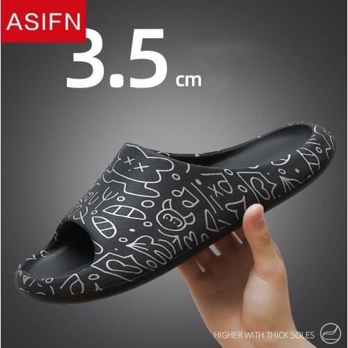 ASIFN Summer Outside Slippers Men EVA Soft Thick Sole Novel Outdoor Platform Slides Women Non-slip Beach Sandals Indoor Shoes